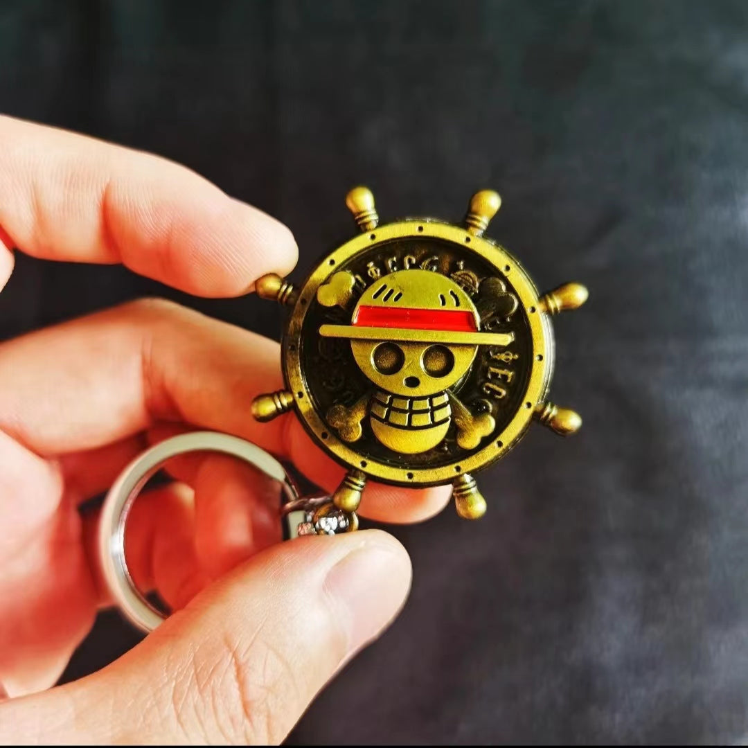 Rotatable Stress Relief Fidget Spinner Straw Hat Keychain