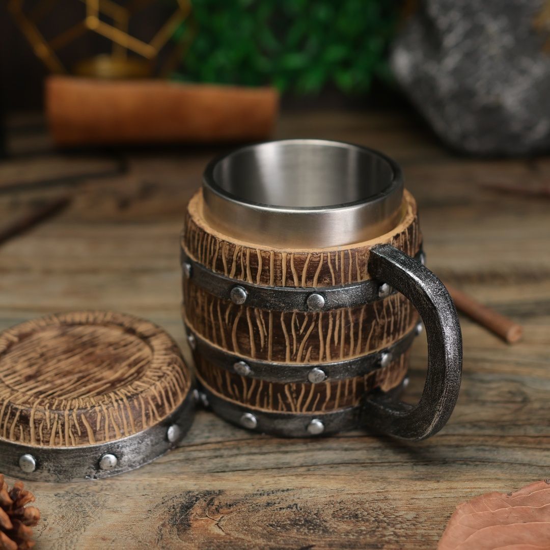 Caneca Barril De Madeira